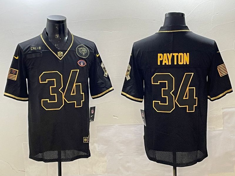 Men Chicago Bears #34 Payton Black Gold 2025 Nike Limited NFL Jersey style 2